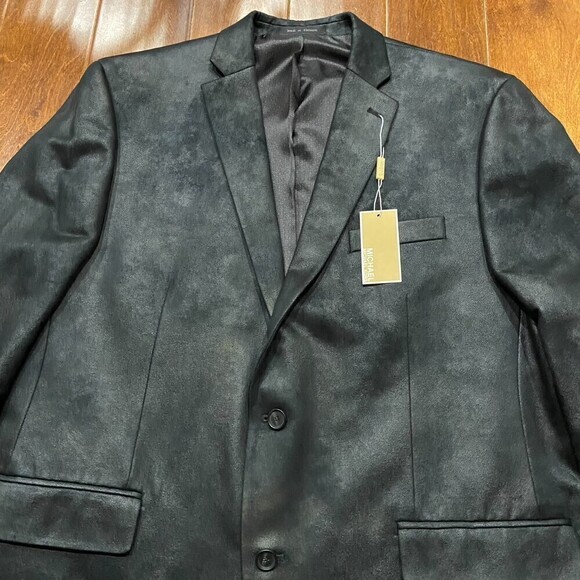 Michael Kors NWT Faux Suede Casual Blazer Black Poly Blend Men's Size 46R - Picture 2 of 7